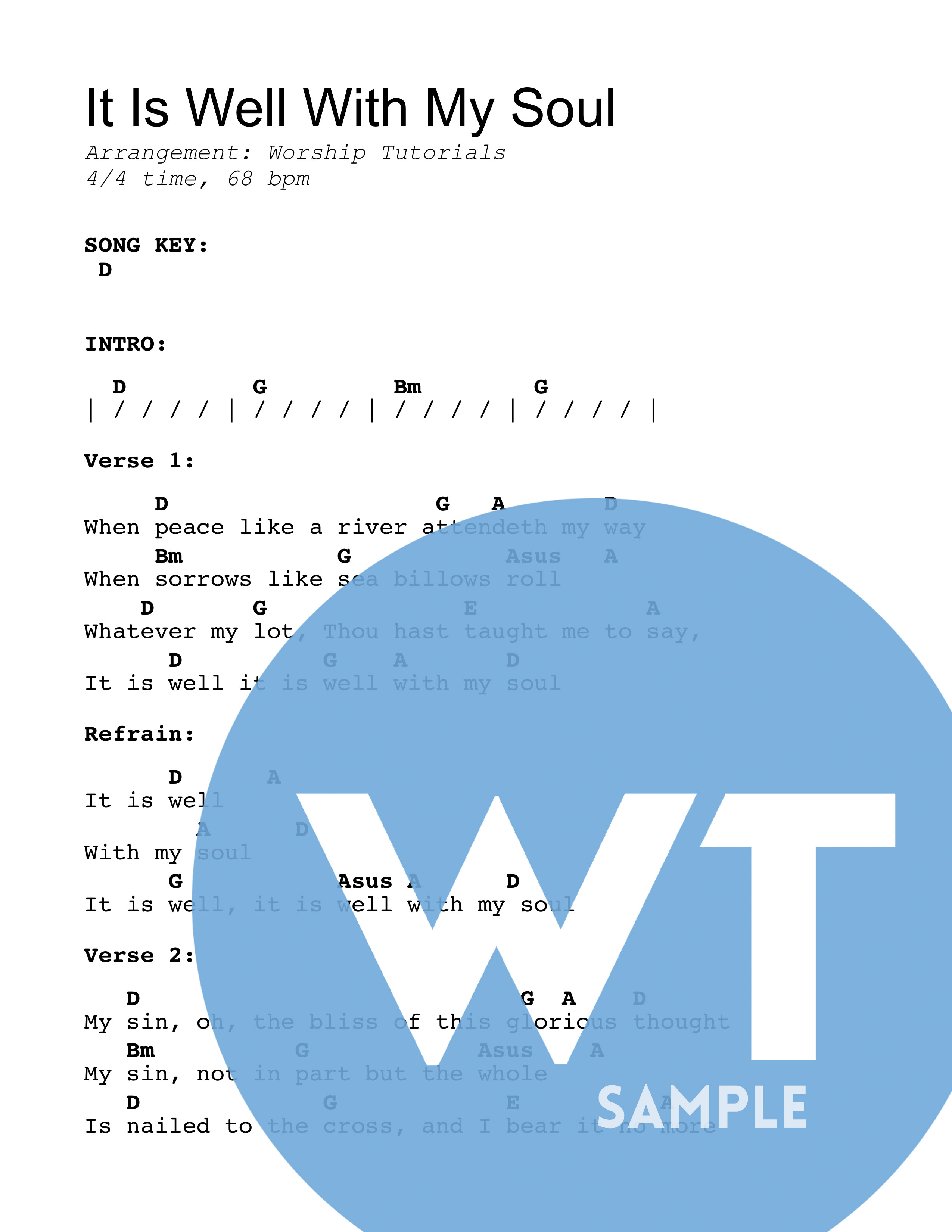Printable It Is Well With My Soul Sheet Music - Printable Word Searches
